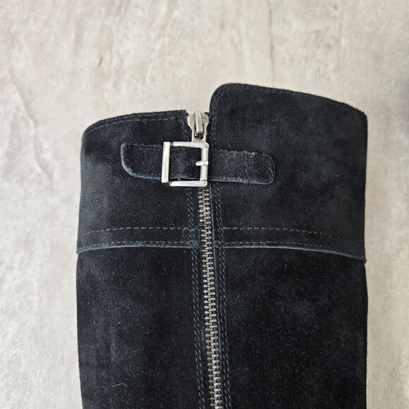 Born Of Concept Knee High Boots 7.5 Black Suede Equestrian Western Riding Tall - Picture 12 of 15